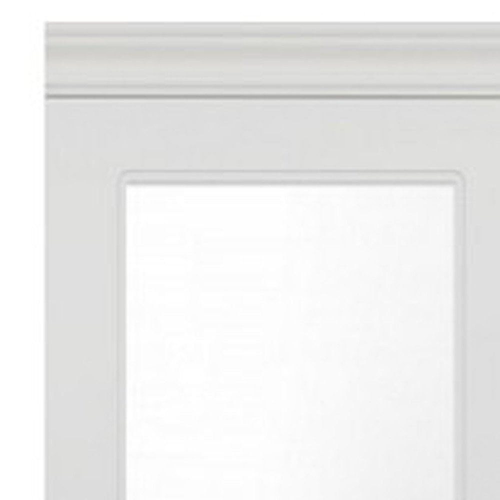 Cómoda combinada de dos puertas con espejo de madera blanca de 71"