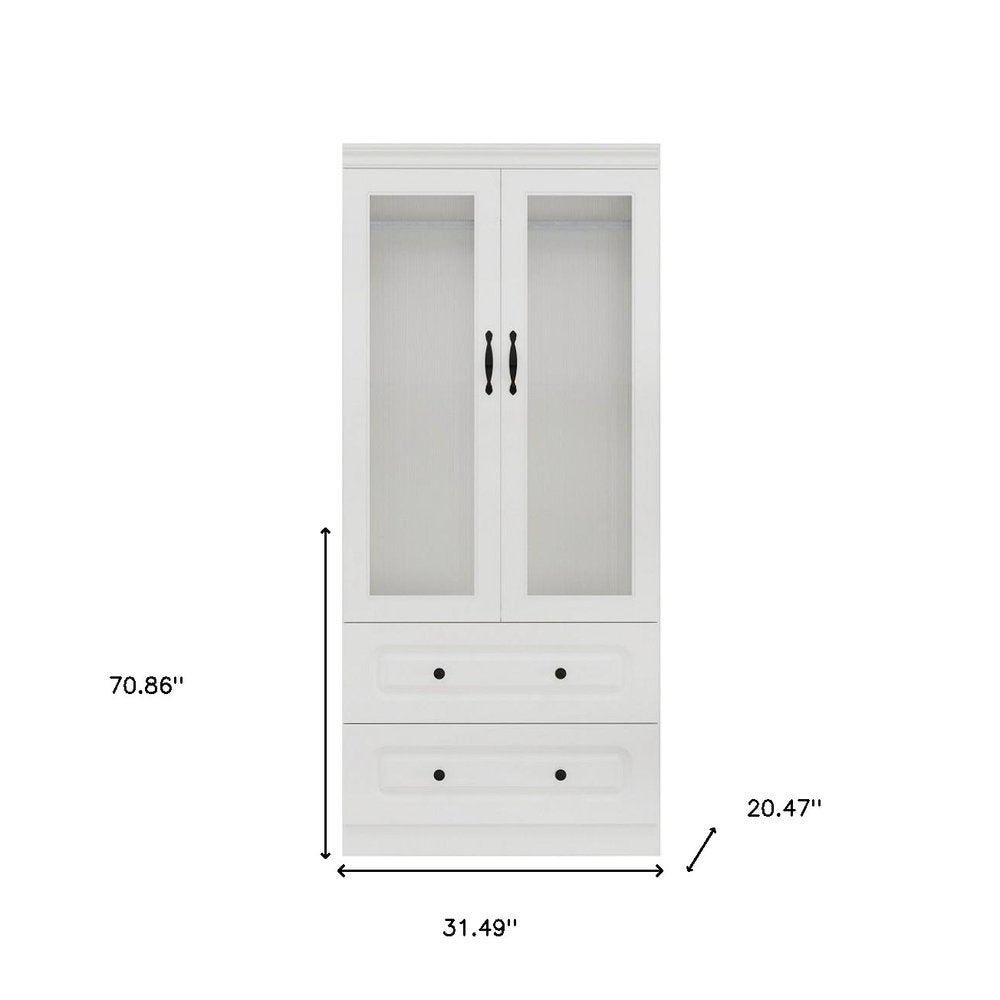 Cómoda de madera blanca de 71" con dos puertas y dos cajones