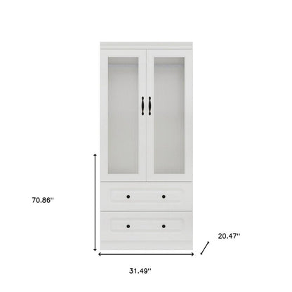 Cómoda de madera blanca de 71" con dos puertas y dos cajones