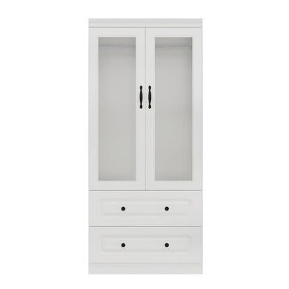 Cómoda de madera blanca de 71" con dos puertas y dos cajones