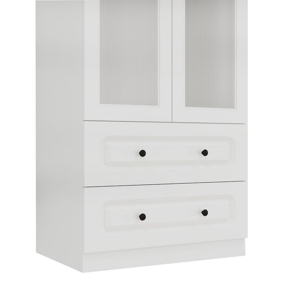 Cómoda de madera blanca de 71" con dos puertas y dos cajones