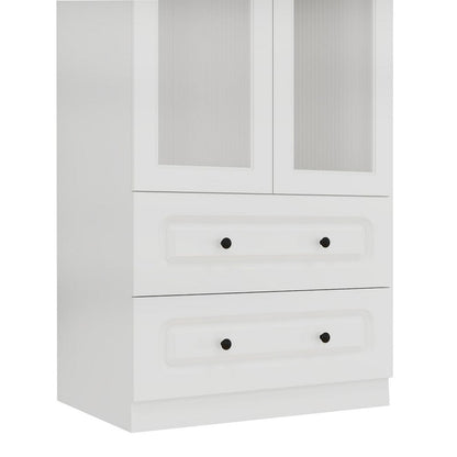 Cómoda de madera blanca de 71" con dos puertas y dos cajones
