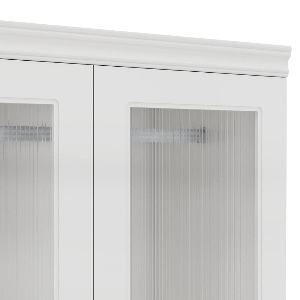 Cómoda de madera blanca de 71" con dos puertas y dos cajones