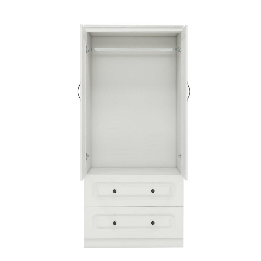 Cómoda de madera blanca de 71" con dos puertas y dos cajones