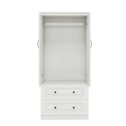 Cómoda de madera blanca de 71" con dos puertas y dos cajones
