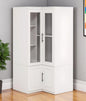 Cómoda esquinera de madera blanca de 71" con cuatro puertas