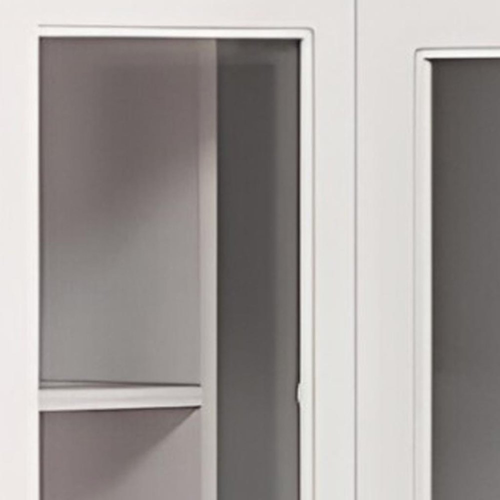 Cómoda esquinera de madera blanca de 71" con cuatro puertas