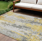 9' X 12' Yellow And Ivory Abstract Washable Indoor Outdoor Area Rug