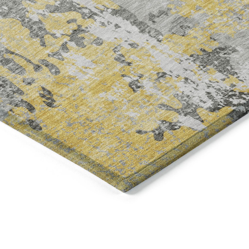 9' X 12' Yellow And Ivory Abstract Washable Indoor Outdoor Area Rug