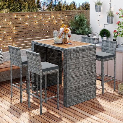Five Piece Natural and Gray Solid and Manufactured Wood Dining Set with Four Chairs