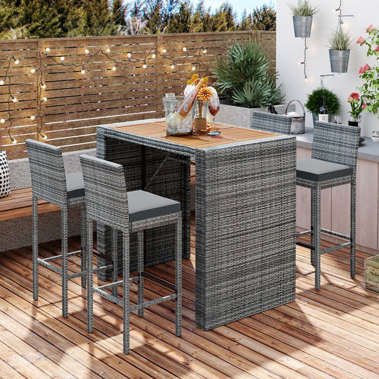 Five Piece Natural and Gray Solid and Manufactured Wood Dining Set with Four Chairs