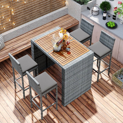 Five Piece Natural and Gray Solid and Manufactured Wood Dining Set with Four Chairs