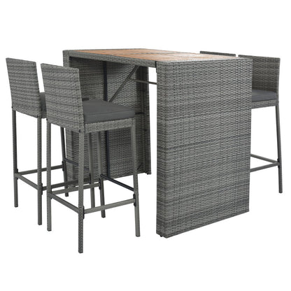 Five Piece Natural and Gray Solid and Manufactured Wood Dining Set with Four Chairs