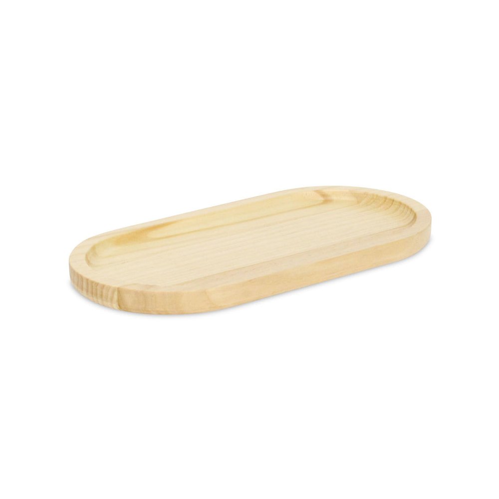 Bandeja ovalada de tocador de madera maciza natural de 12" hecha a mano