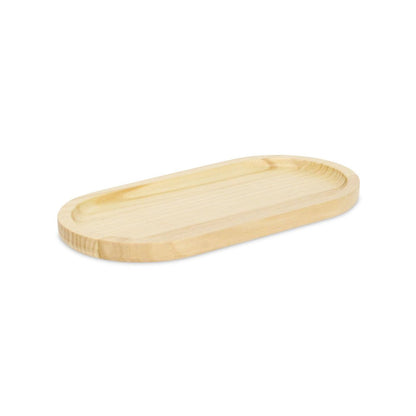 Bandeja ovalada de tocador de madera maciza natural de 12" hecha a mano