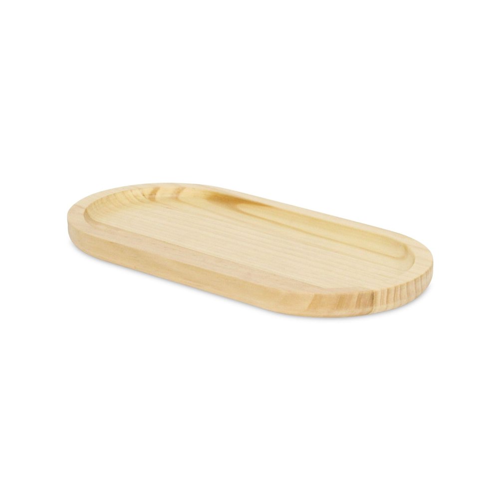 Bandeja ovalada de tocador de madera maciza natural de 12" hecha a mano