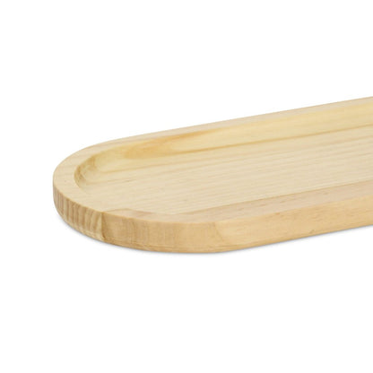 Bandeja ovalada de tocador de madera maciza natural de 12" hecha a mano