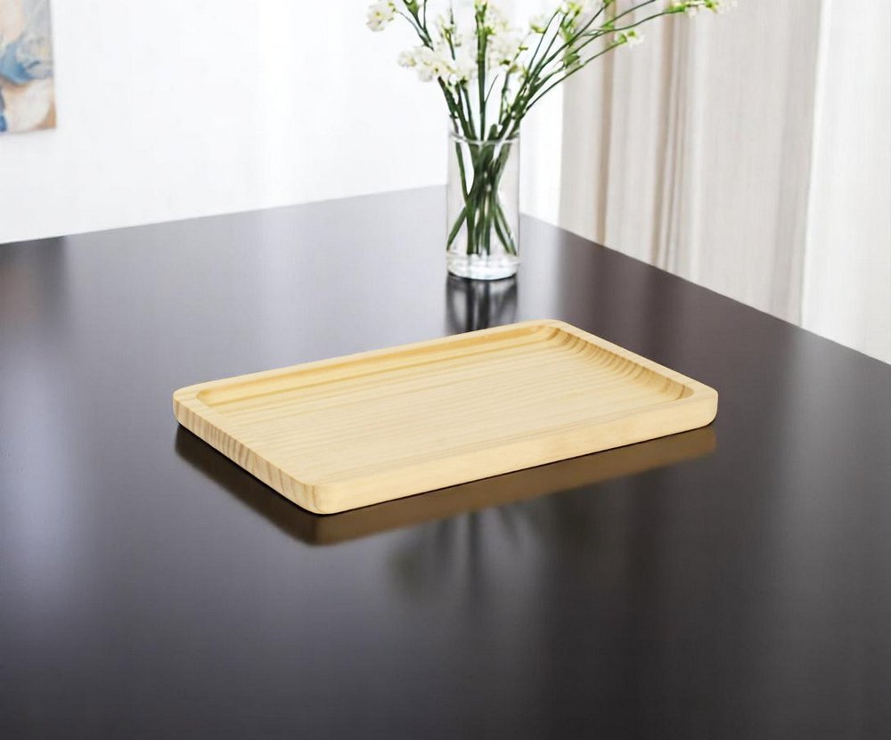 Bandeja de tocador de madera maciza natural de 12" hecha a mano