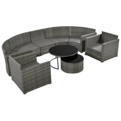 Two Piece Outdoor Gray Wicker Sectional Seating Group with Gray Cushions