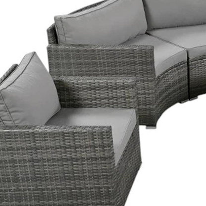 Two Piece Outdoor Gray Wicker Sectional Seating Group with Gray Cushions