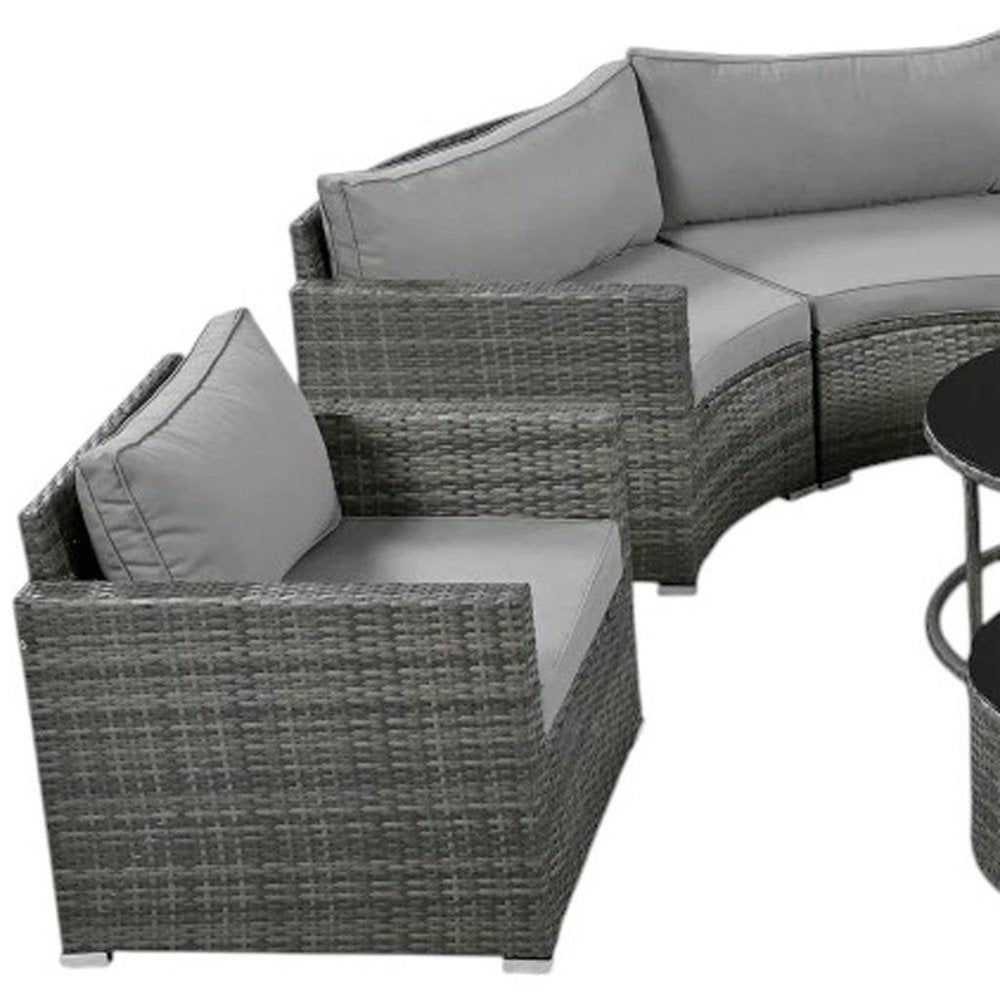 Two Piece Outdoor Gray Wicker Sectional Seating Group with Gray Cushions