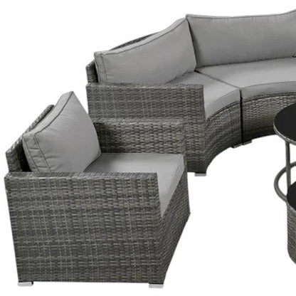 Two Piece Outdoor Gray Wicker Sectional Seating Group with Gray Cushions