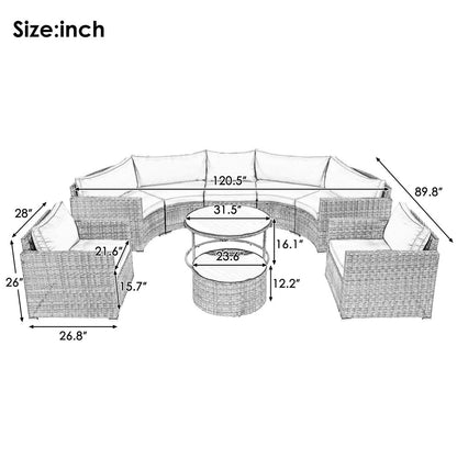 Two Piece Outdoor Gray Wicker Sectional Seating Group with Gray Cushions