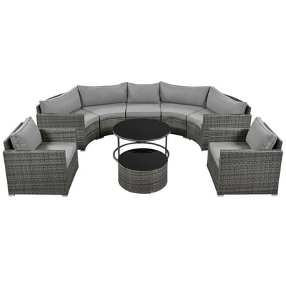 Two Piece Outdoor Gray Wicker Sectional Seating Group with Gray Cushions