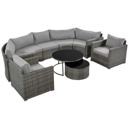 Two Piece Outdoor Gray Wicker Sectional Seating Group with Gray Cushions