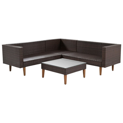 Two Piece Outdoor Beige Wicker Sectional Seating Group with Beige Cushions