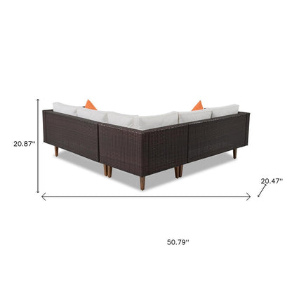 Two Piece Outdoor Beige Wicker Sectional Seating Group with Beige Cushions