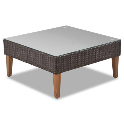 Two Piece Outdoor Beige Wicker Sectional Seating Group with Beige Cushions