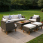 Four Piece Outdoor Gray Wicker Sofa Seating Group with Gray Cushions