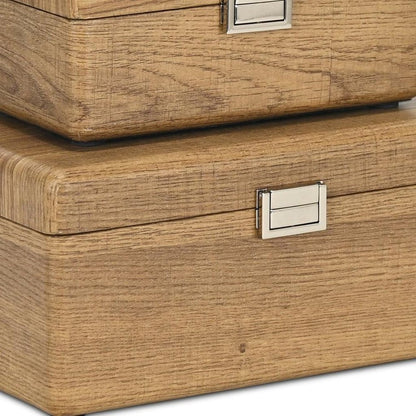 Juego de dos joyeros de madera maciza marrón
