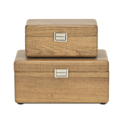 Juego de dos joyeros de madera maciza marrón