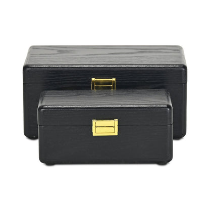 Set Of Two Black Solid Wood Jewelry Box