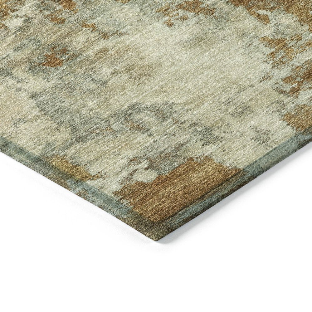 9' X 12' Terra Cotta And Beige Abstract Washable Indoor Outdoor Area Rug