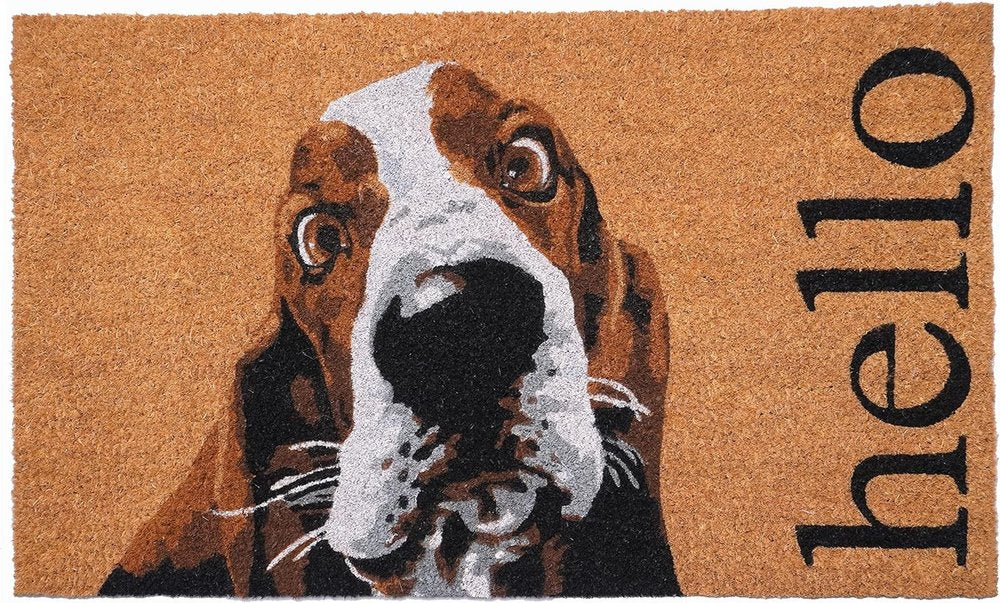 17" X 29" Natural And Red Coir Dog Outdoor Door Mat