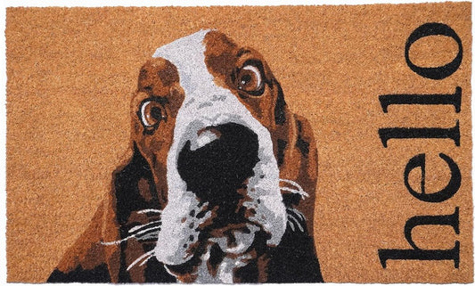 17" X 29" Natural And Red Coir Dog Outdoor Door Mat