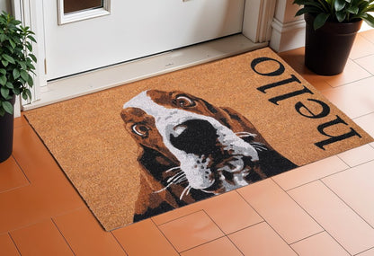 17" X 29" Natural And Red Coir Dog Outdoor Door Mat
