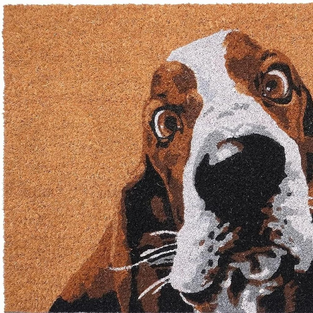 17" X 29" Natural And Red Coir Dog Outdoor Door Mat