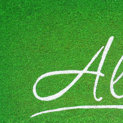 17" X 29" Green And White Aloha Outdoor Coir Door Mat