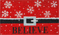 24" X 36" Red And Black Coir Snowflake Outdoor Christmas Door Mat