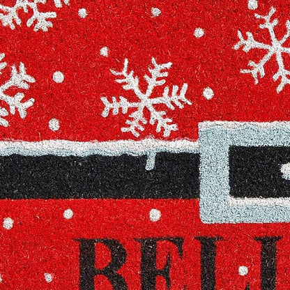 24" X 36" Red And Black Coir Snowflake Outdoor Christmas Door Mat