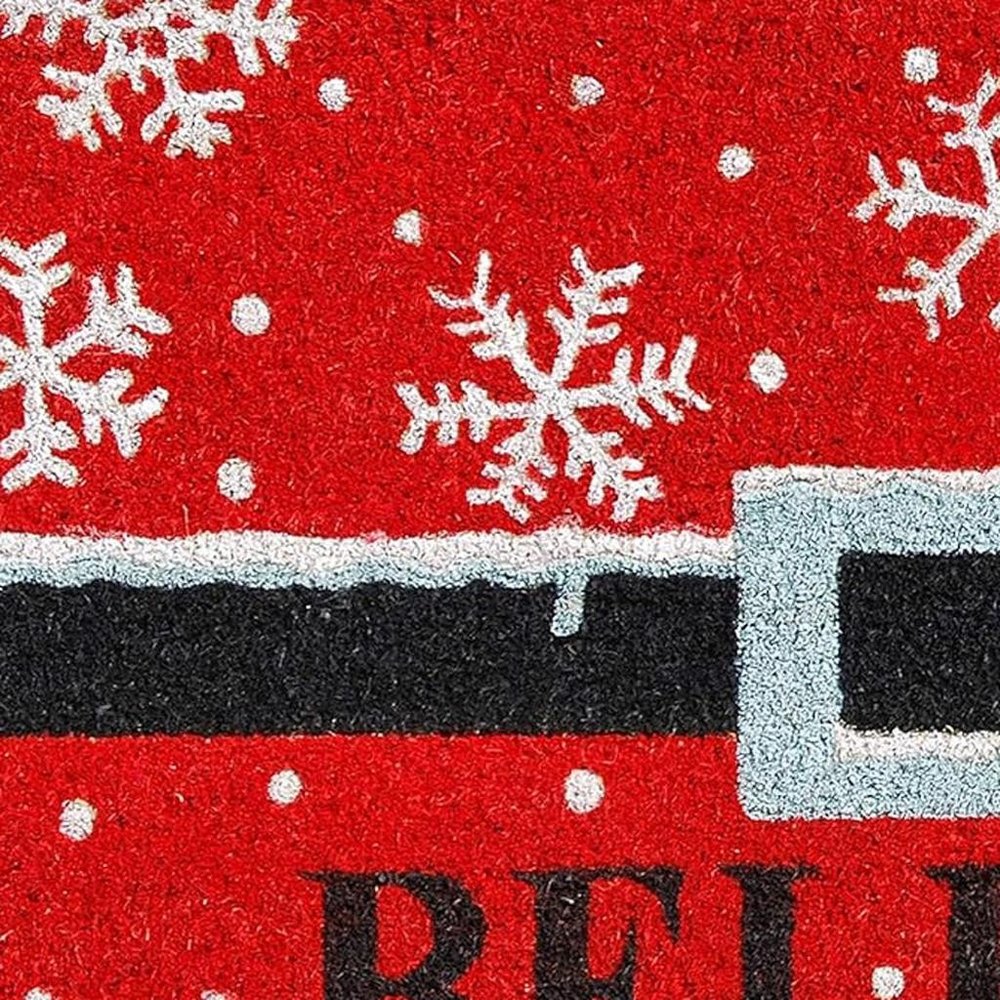 24" X 36" Red And Black Coir Snowflake Outdoor Christmas Door Mat