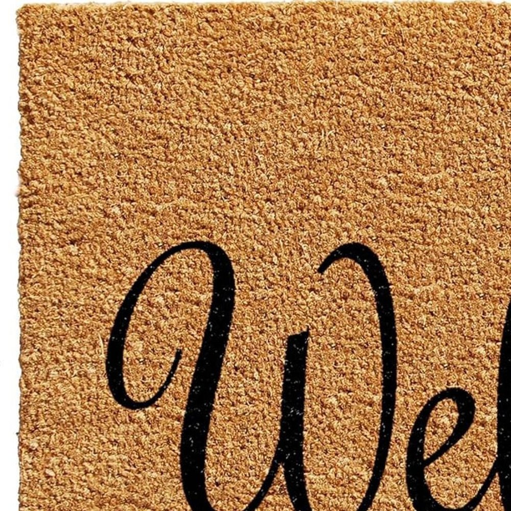 24" X 36" Black And Natural Coir Pineapple Welcome Outdoor Door Mat