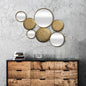 Espejo decorativo de pared de 37" de metal dorado y vidrio espejado