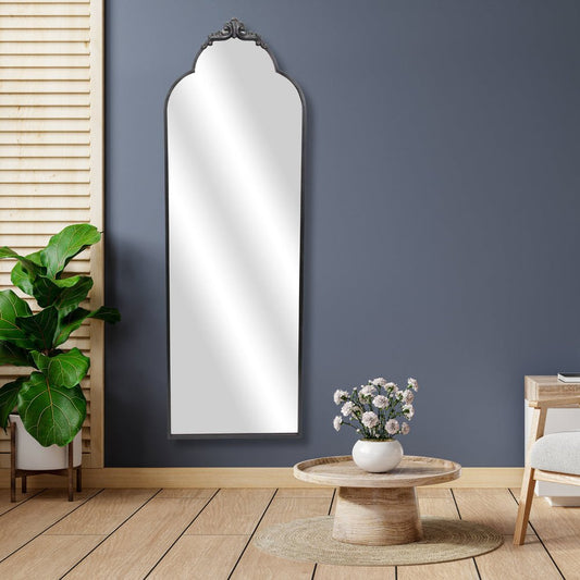 65" Black Metal Arch Full Length Hanging Mirror