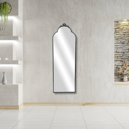 65" Black Metal Arch Full Length Hanging Mirror