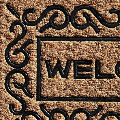 18" X 30" Natural And Black Coir Welcome Outdoor Door Mat